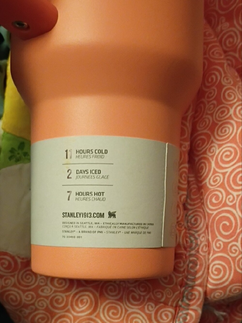 Stanley In The Color "Nectarine" Insulated 40 Oz Quencher H2.0 Tumbler - Picture 3 of 4